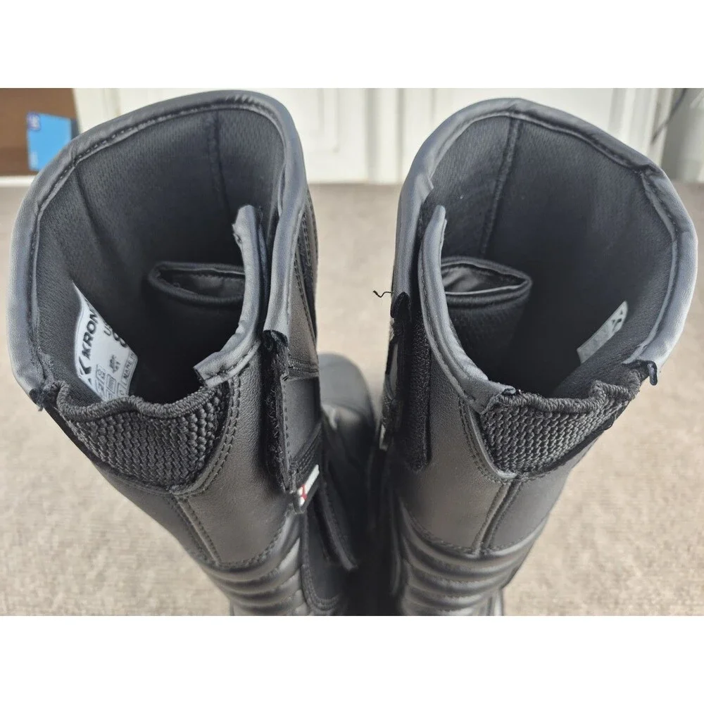 Kronox Motorcycle Riding Boots Men's Sz US 8/EU 41 Black Leather Water Resistant
